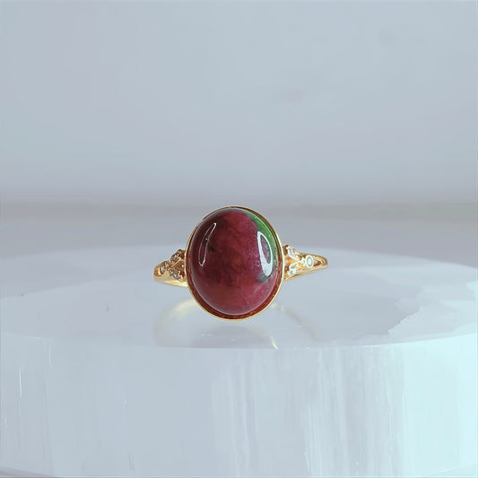 Verdant Bloom | Ruby Zoisite Cabochon Ring
