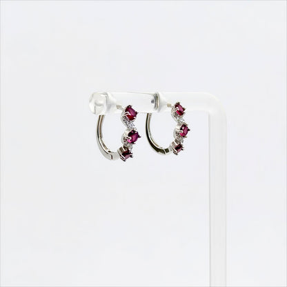Crimson Cascade | Garnet Hoop Earrings