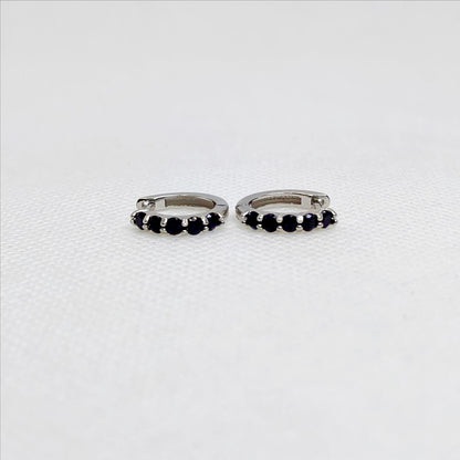 Chromatic Arc | Black Spinel Hoop Earrings