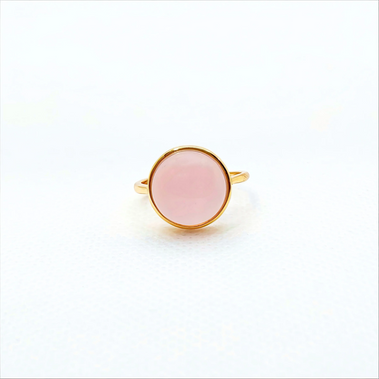 Aura Veil | Pink Chalcedony Cabochon Ring