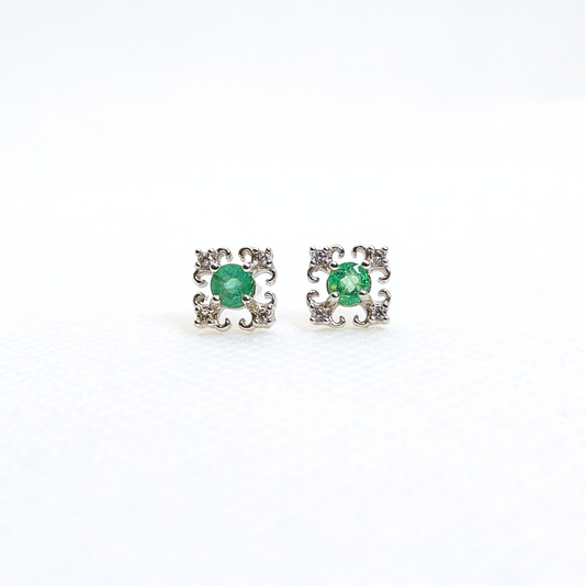 Verdant Lace | Emerald Stud Earrings