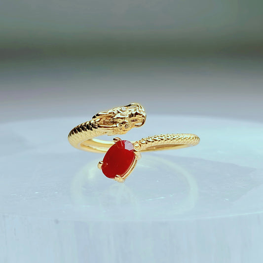 Serpent Flame | Ruby Oval Vermeil Ring