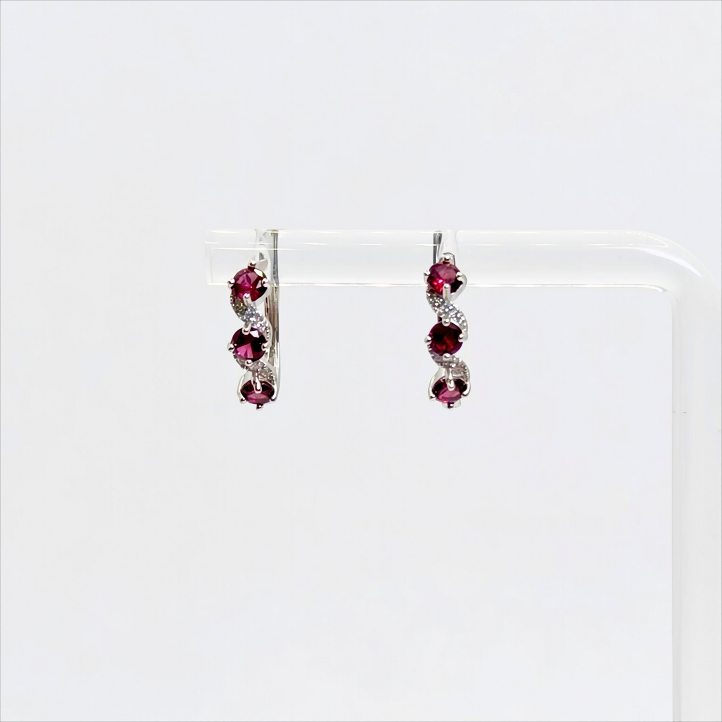 Crimson Cascade | Garnet Hoop Earrings