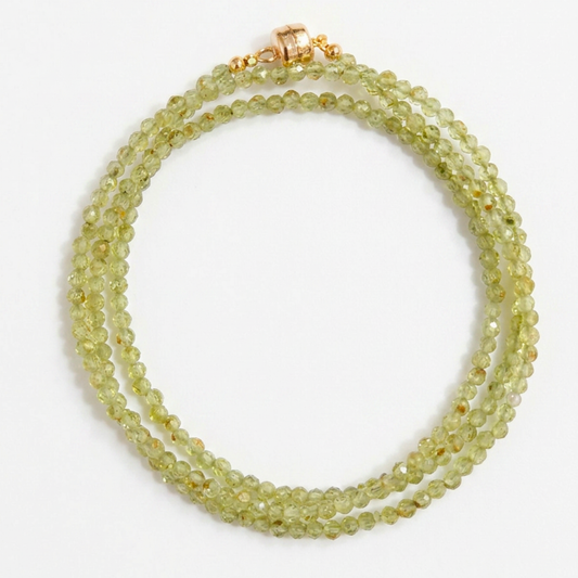 Peridot | Faceted Gemstone Wrap Bracelet or Necklace