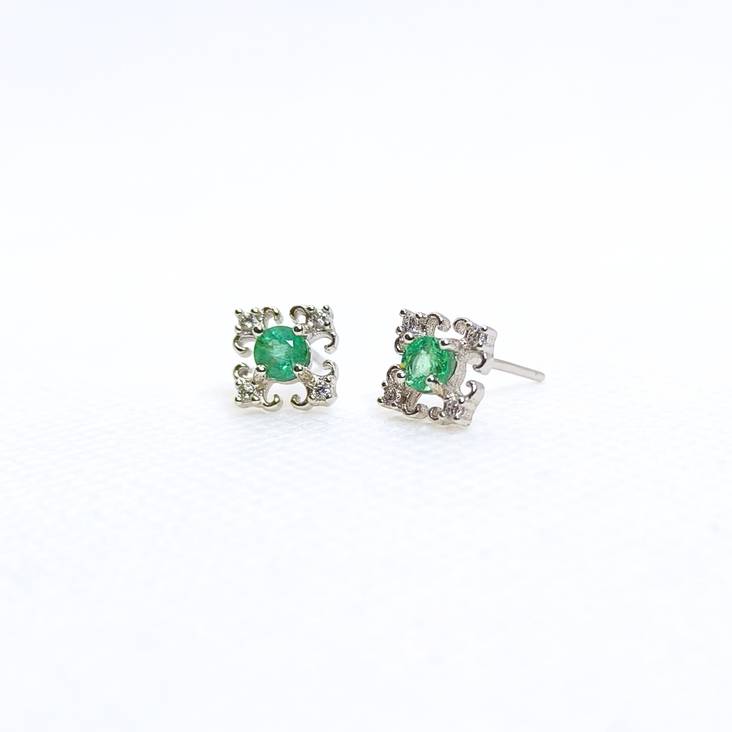 Verdant Lace | Emerald Stud Earrings