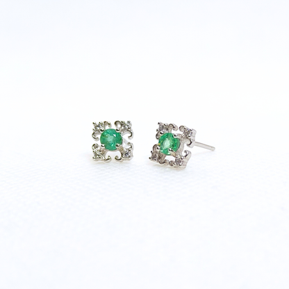Verdant Lace | Emerald Stud Earrings