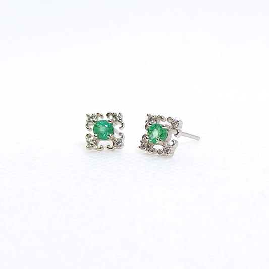 Verdant Lace | Emerald Stud Earrings