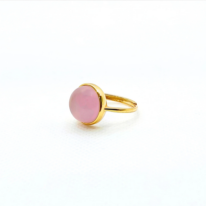 Aura Veil | Pink Chalcedony Cabochon Ring