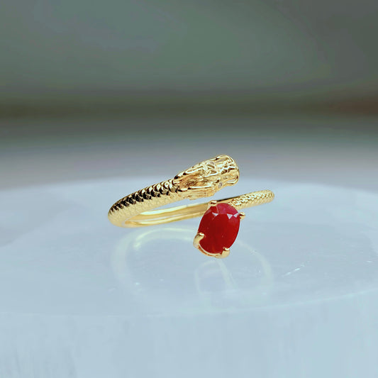 Serpent Flame | Ruby Oval Vermeil Ring