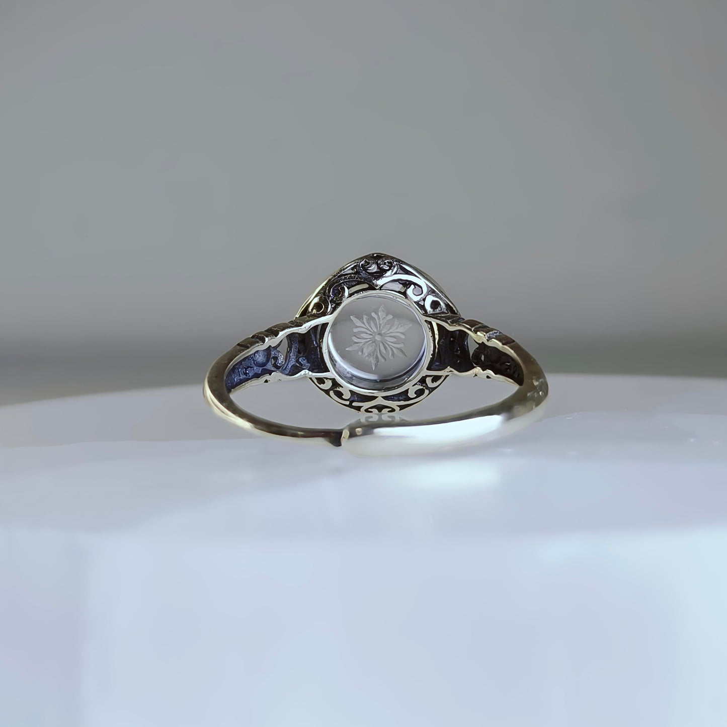 Frosted Bloom | Carved Clear Quartz Ring