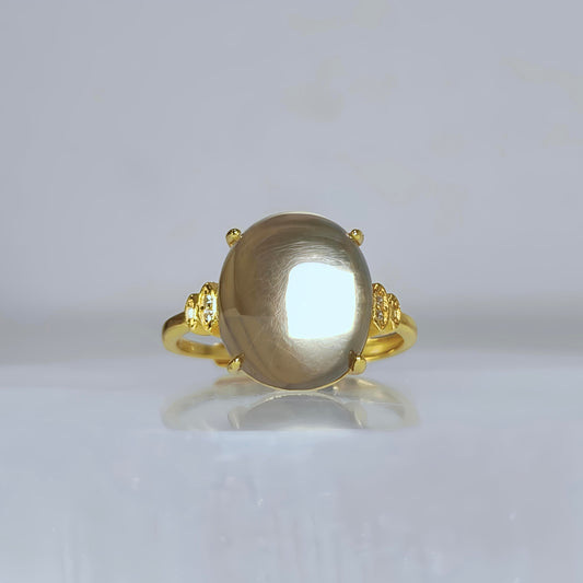 Solaris Bloom | Clear Quartz Cabochon Ring