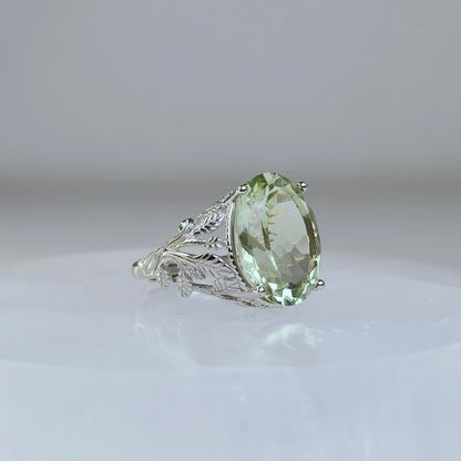 Verdant Muse | Green Quartz Filigree Ring