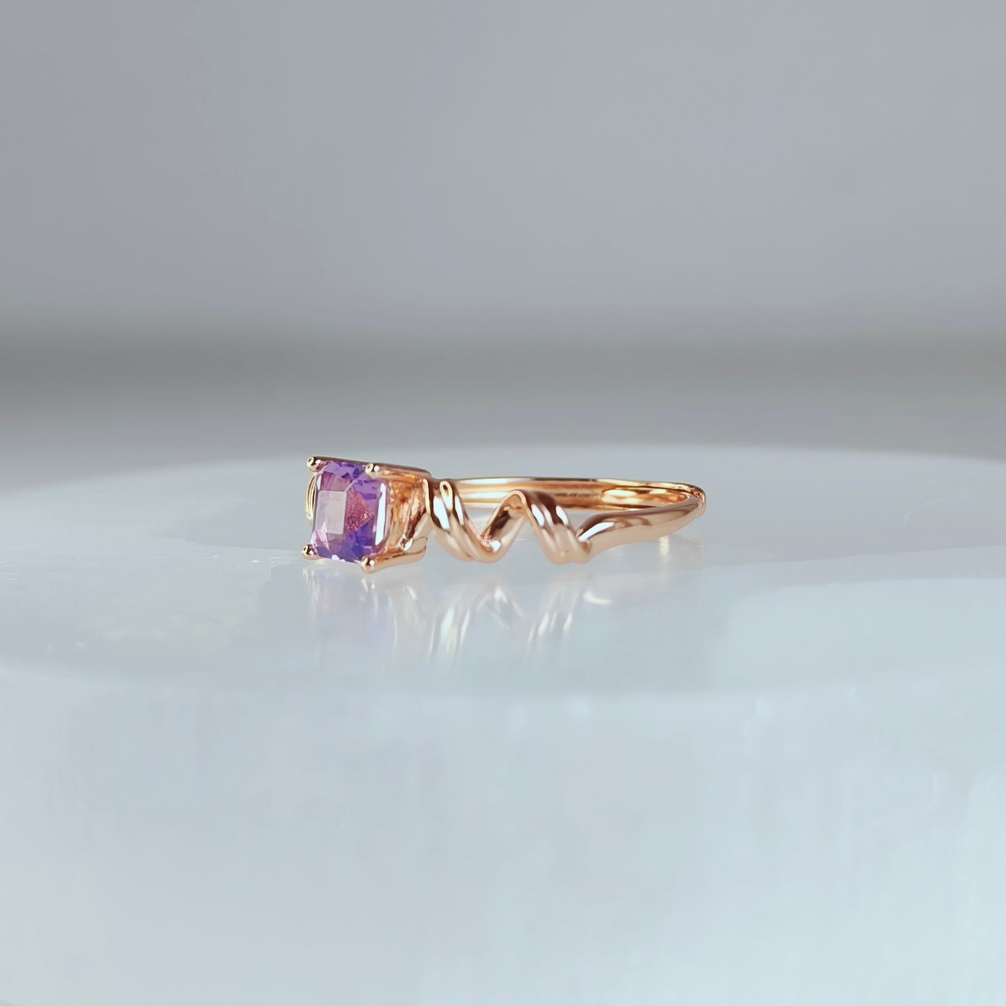 Roselight Vine | Lavender Amethyst Ring in Rose Gold