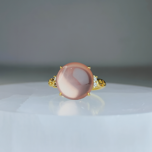 Petal Muse | Rose Quartz Cabochon Ring