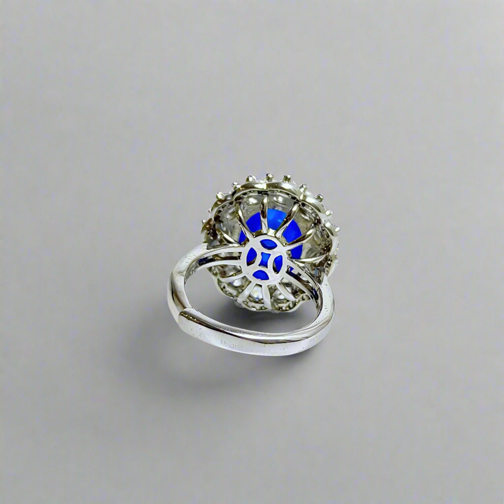 Azure Halo | Lab-Grown Sapphire Statement Ring