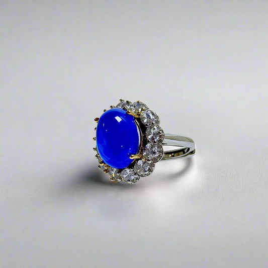 Azure Halo | Lab-Grown Sapphire Statement Ring