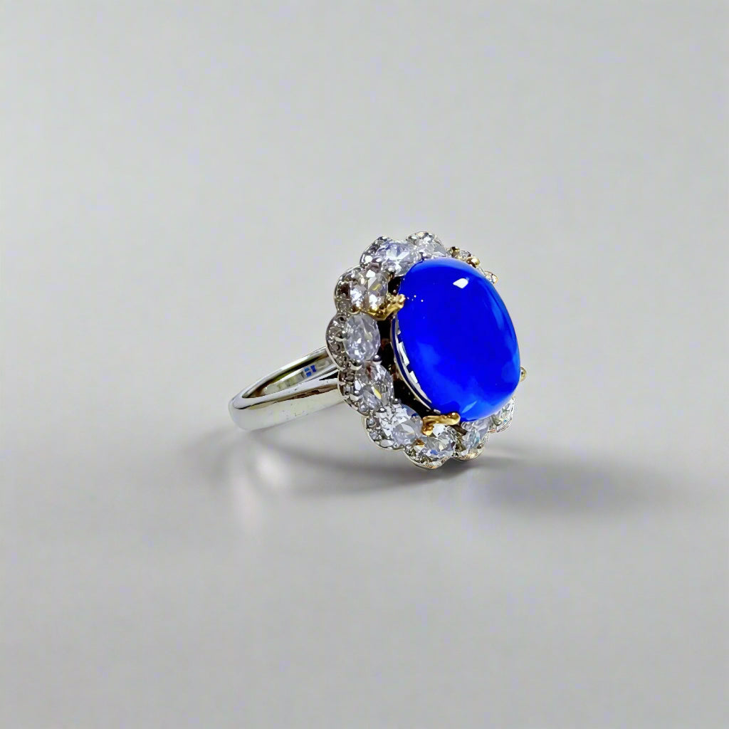 Azure Halo | Lab-Grown Sapphire Statement Ring