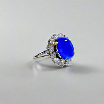 Azure Halo | Lab-Grown Sapphire Statement Ring