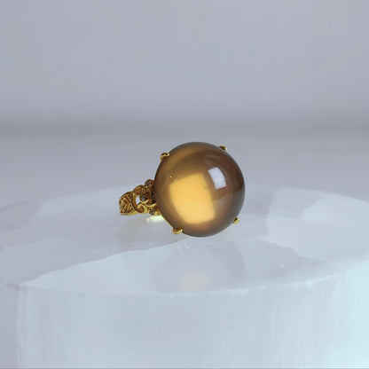 Dusklight Orb | Smoky Quartz Cabochon Ring