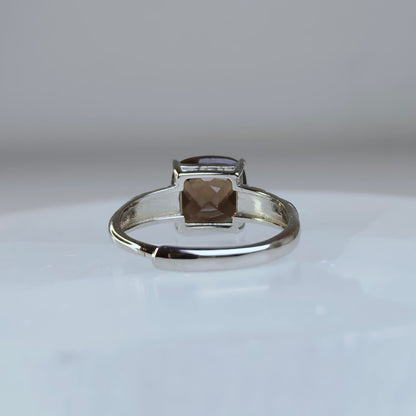 Emberveil | Smoky Quartz Cushion Ring